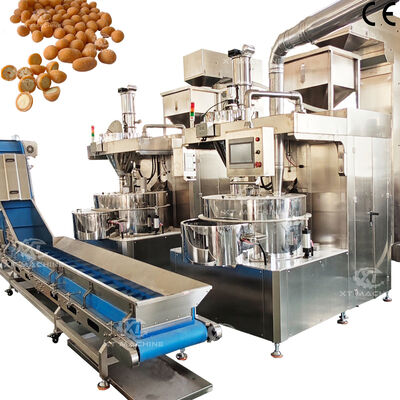 ราคาดี เครื่องเคลือบถั่วอัตโนมัติ 500kg/h-1000kg/h เครื่องทําถั่วครอบด้วยระบบควบคุม PLC สําหรับโรงงานอาหารว่าง ออนไลน์