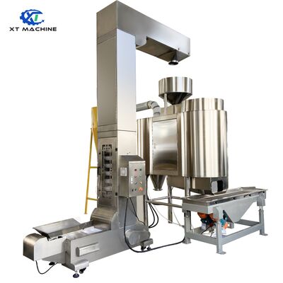 304SUS ลิฟท์ถังชนิด Z พร้อมเครื่องให้อาหารด้วยแม่เหล็กไฟฟ้าและพลังงาน 0.75kw สําหรับการจัดการกับลูกหมึก