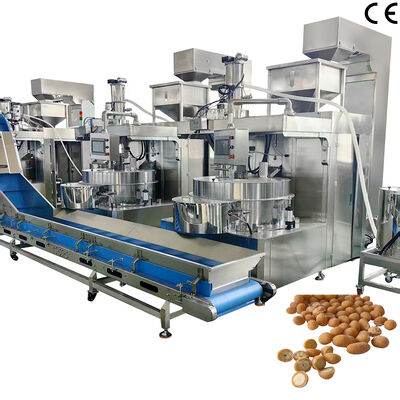 500kg/h-600kg/h เครื่องทําถั่วถั่วที่ปิดด้วยอัตโนมัติ อุปกรณ์เคลือบถั่วอาหารจากสแตนเลส