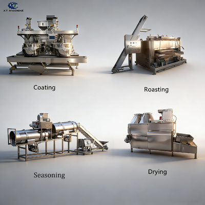 เครื่องเคลือบถั่ว 500-1000kg/h SUS304 กับ Siemens PLC สําหรับสายแปรรูปถั่ว