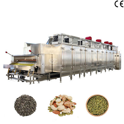 เครื่องแป้งถั่วถั่วถั่วแบบสายเข็มขัดแบบต่อเนื่อง 500kg/h ระบบควบคุม PLC ของเตาอบทําขนมพาณิชย์สําหรับการแปรรูปอาหาร