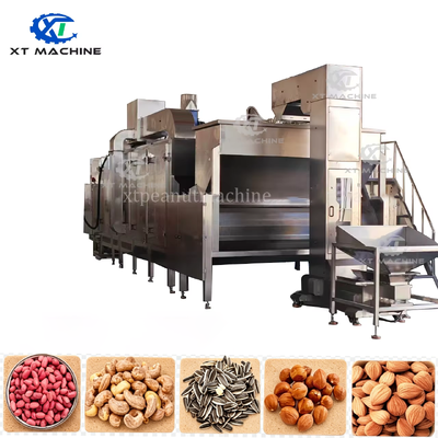 304 สแตนเลส วงเข็มขัดต่อเนื่อง น็อต Roaster ด้วยการควบคุม PLC และ 3000kg / h ความจุสําหรับถั่ว / เมล็ด / อมอนด์ / คาเชว Roasting